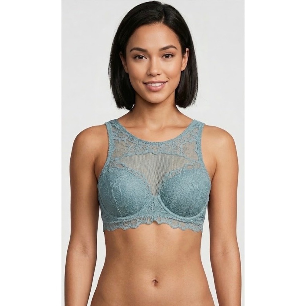 Victorias Secret PINK Lace High Neck Push Up Bralette NWT